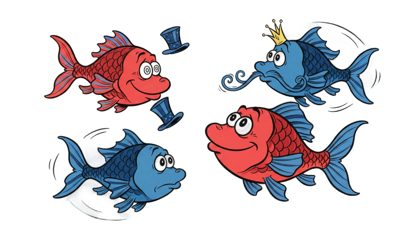 one fish two fish red fish blue fish png PNG transparent background