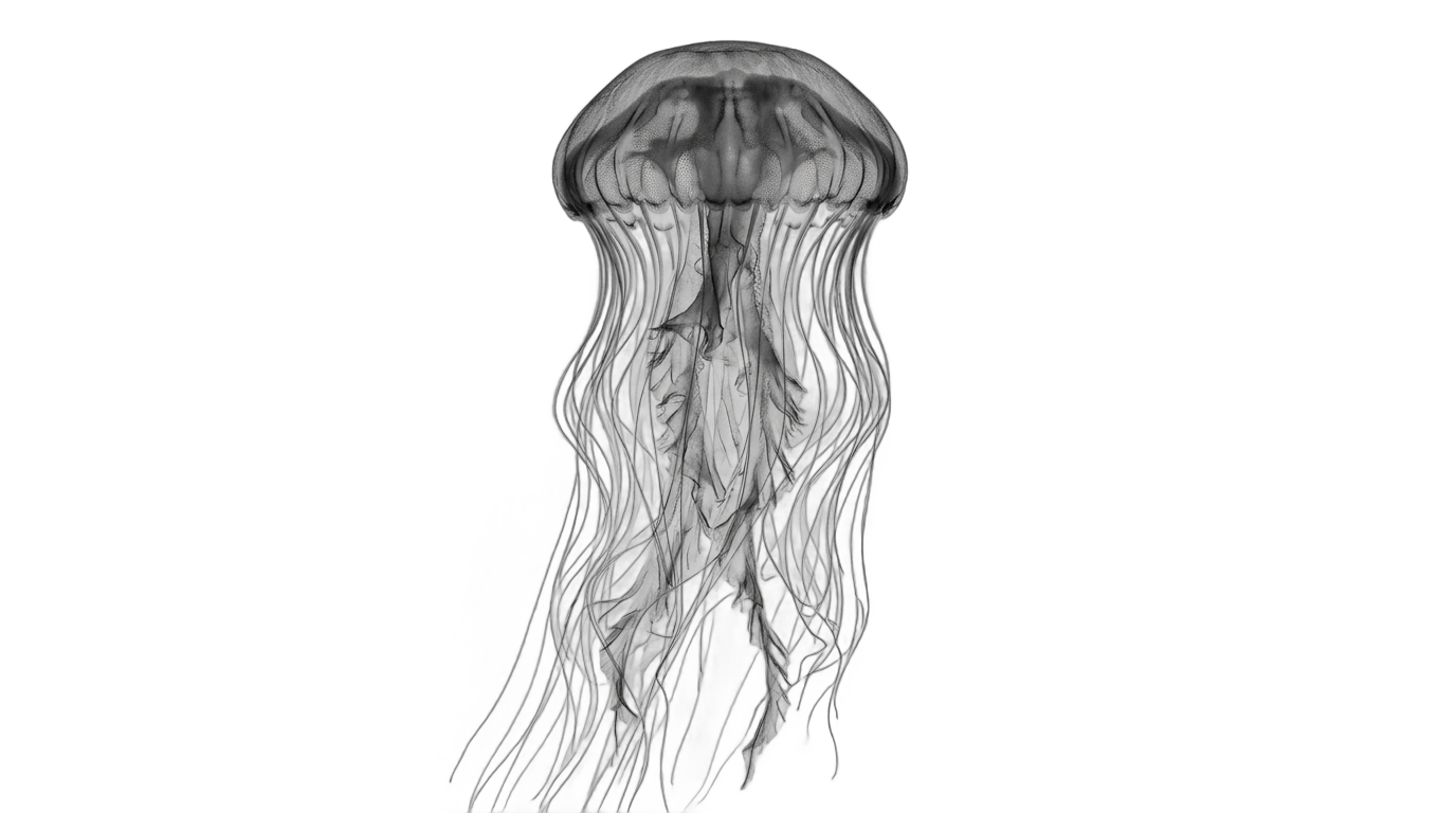 jellyfish png black and white PNG transparent background