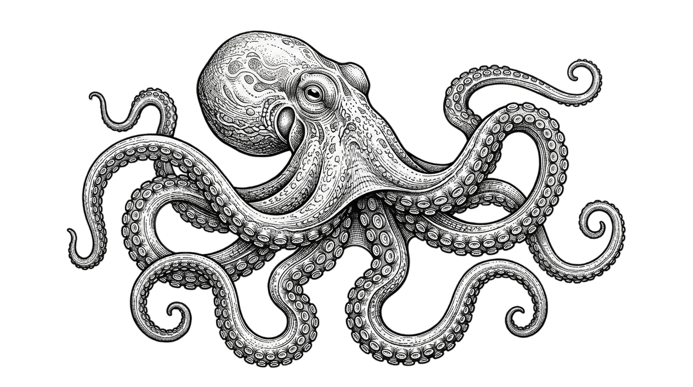 octopus png black and white PNG transparent background