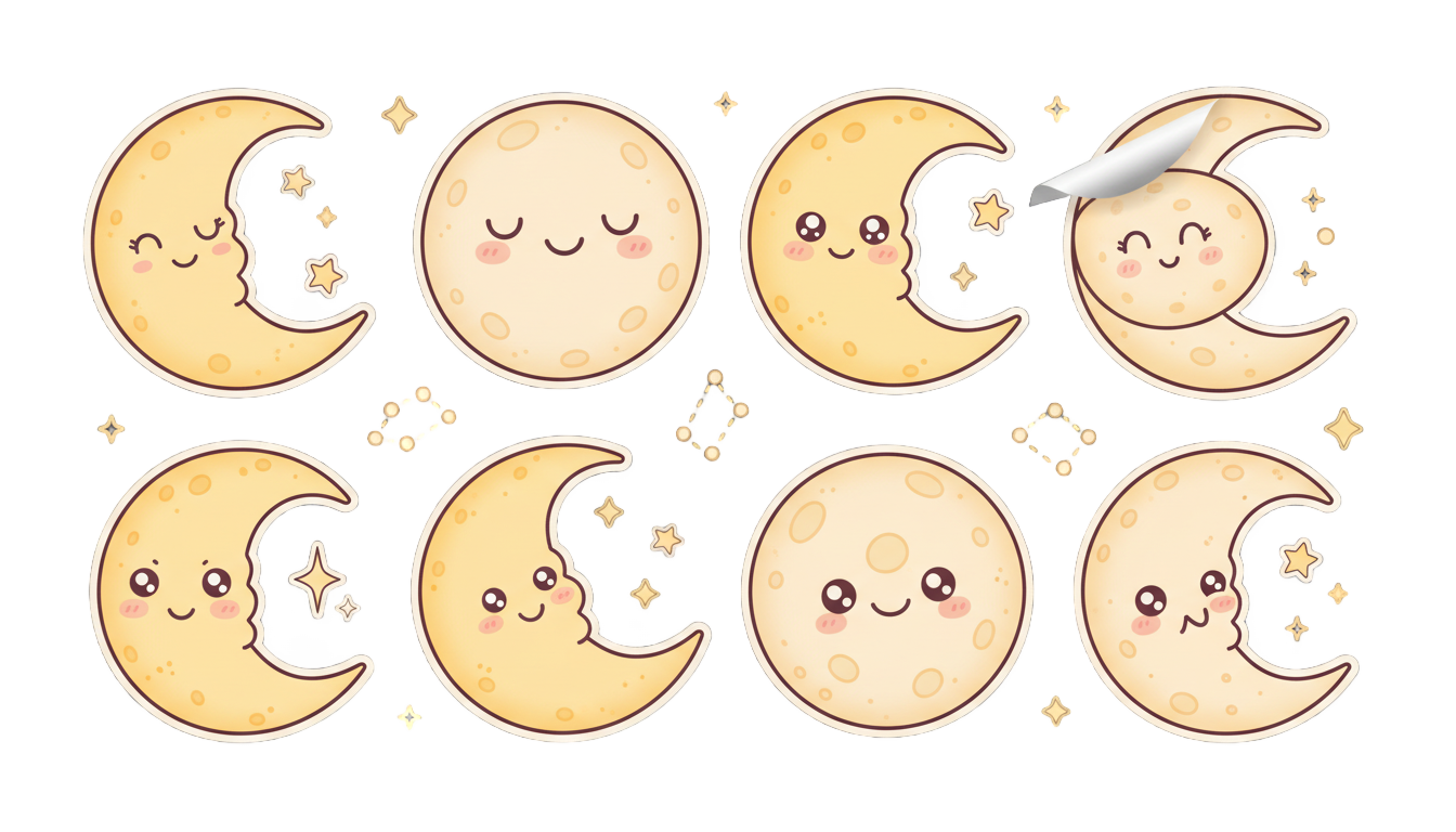 moon stickers png PNG transparent background