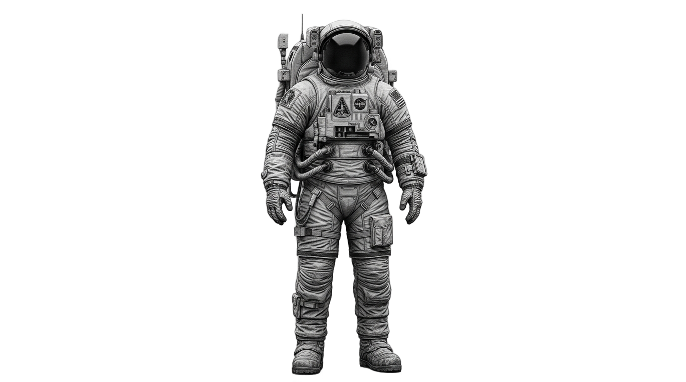 astronaut png black and white PNG transparent background