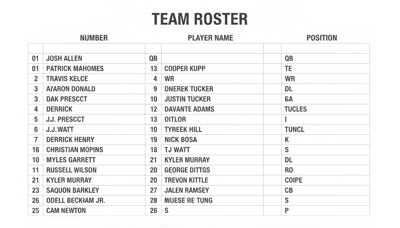 png football roster PNG transparent background