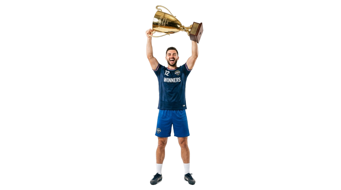 man holding trophy png PNG transparent background