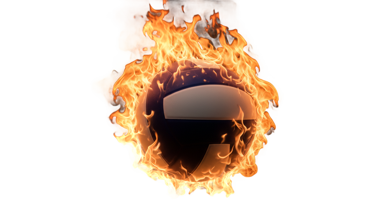 volleyball on fire png PNG transparent background