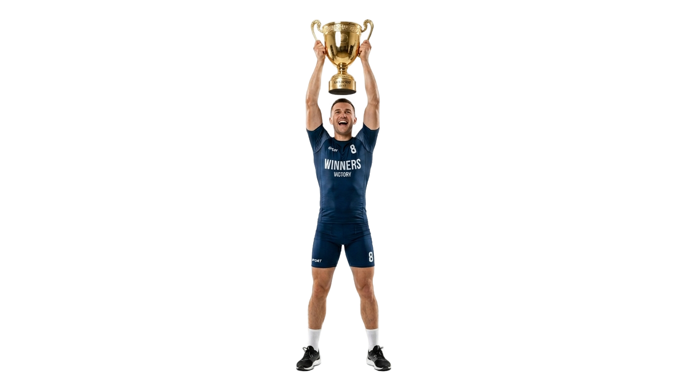 man holding trophy png PNG transparent background