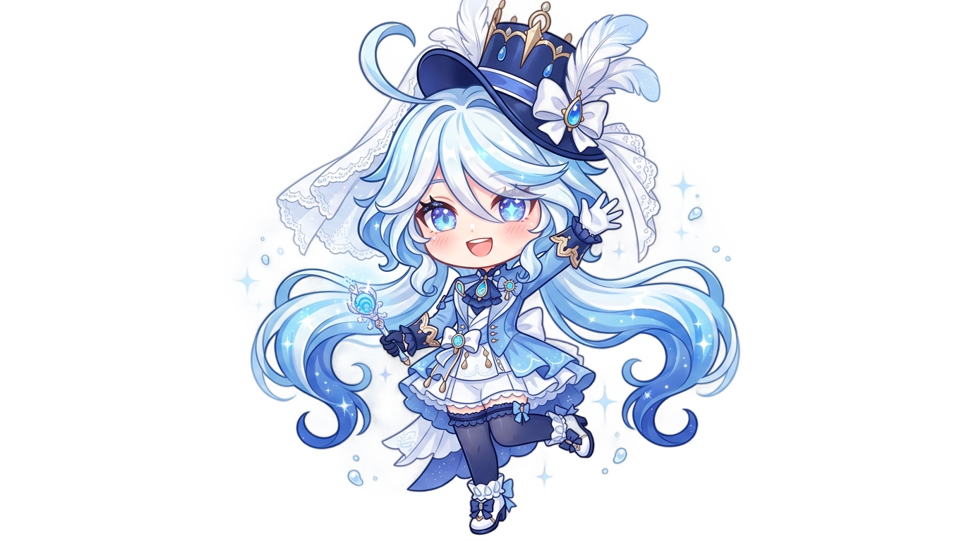 furina chibi sticker png PNG transparent background