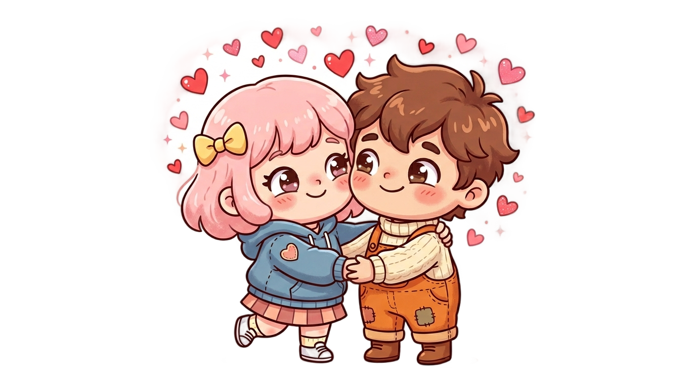 cartoon couple sticker png PNG transparent background