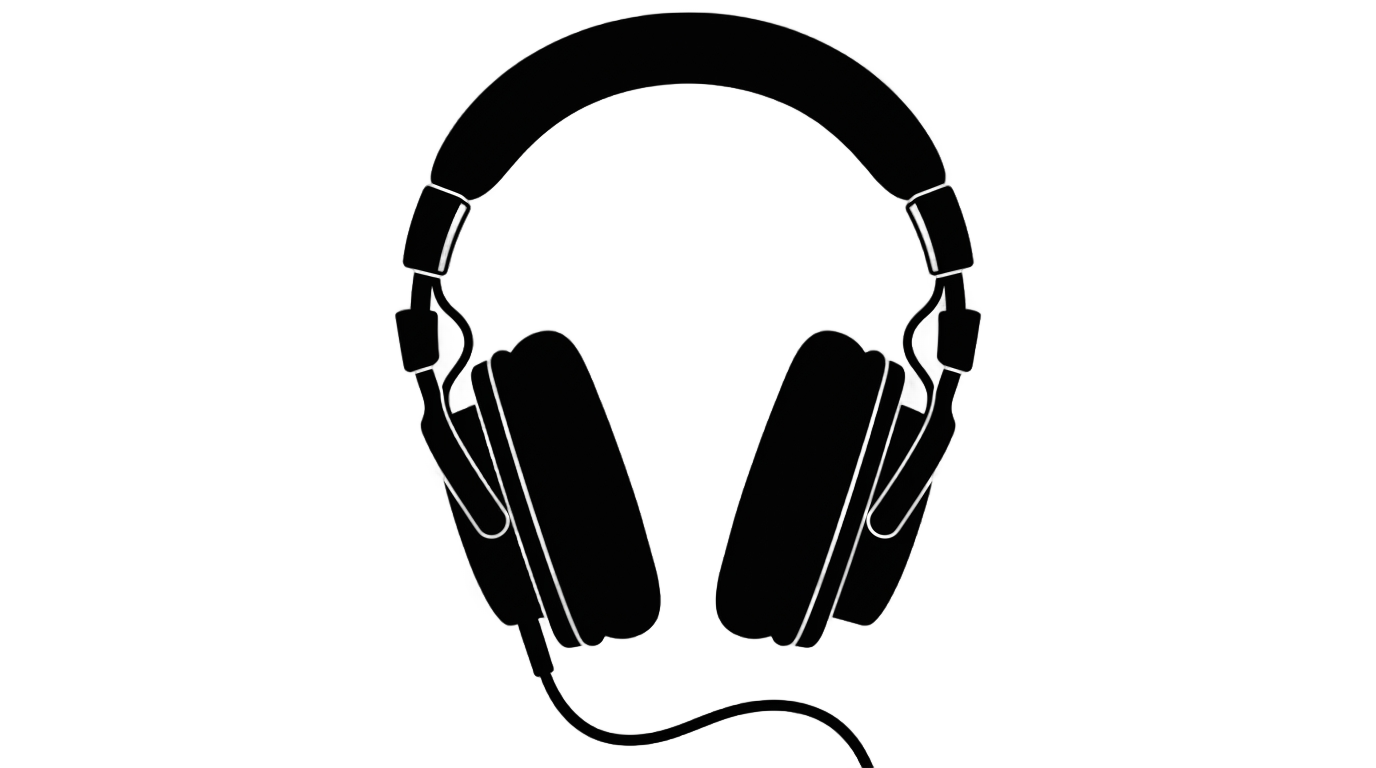 headphone black and white png PNG transparent background