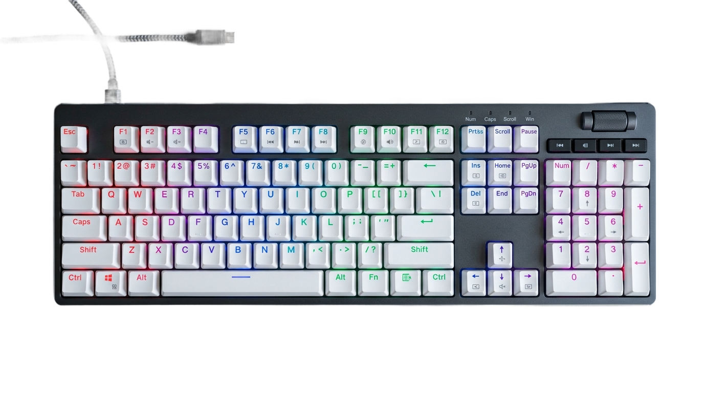 white gaming keyboard png PNG transparent background