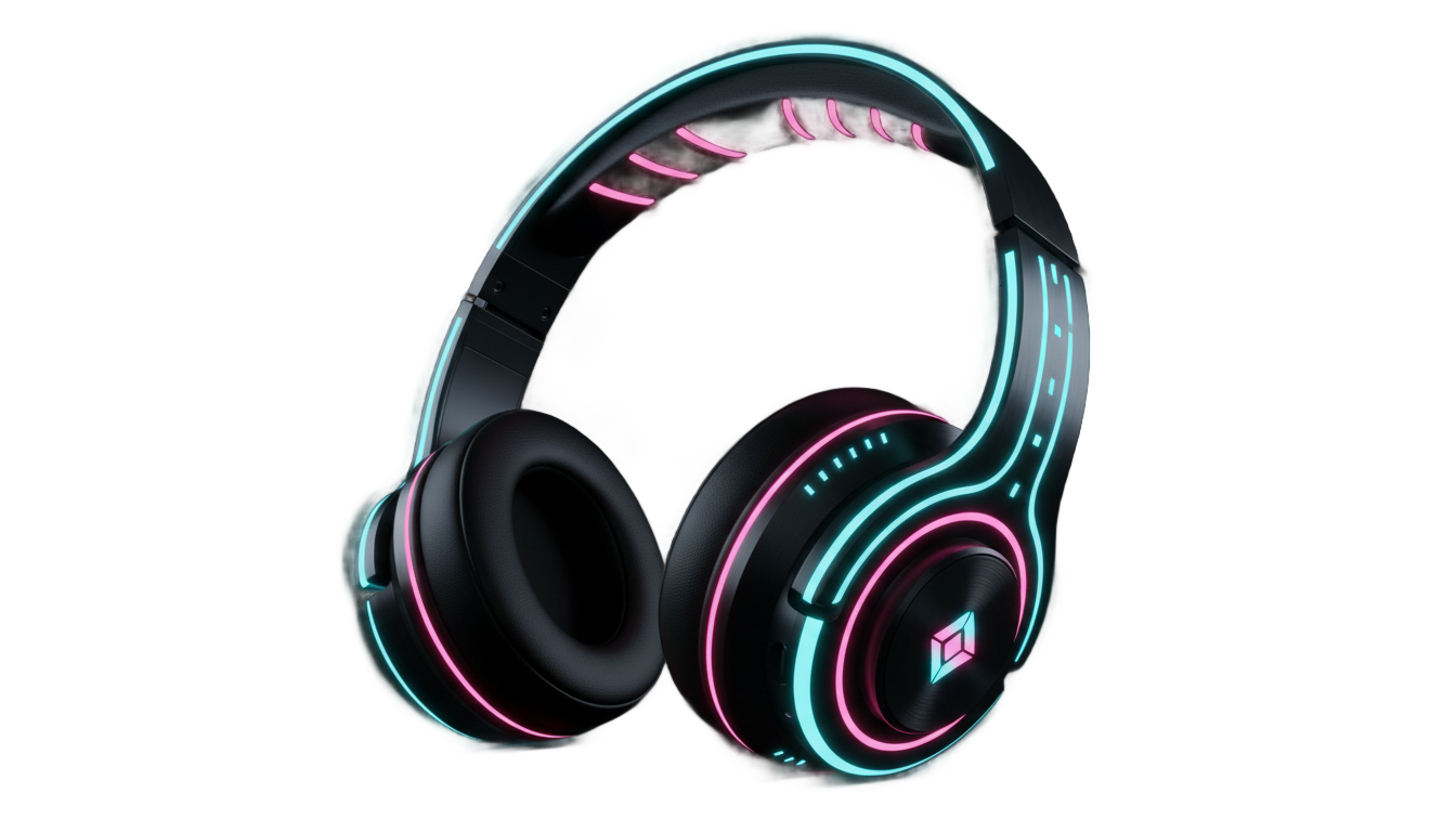 neon headphone png PNG transparent background
