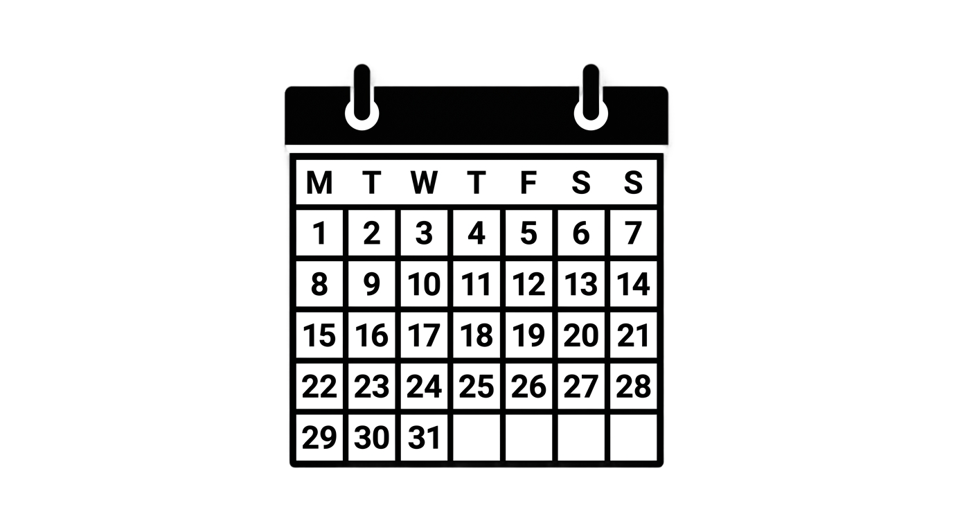 calendar icon black and white png PNG transparent background