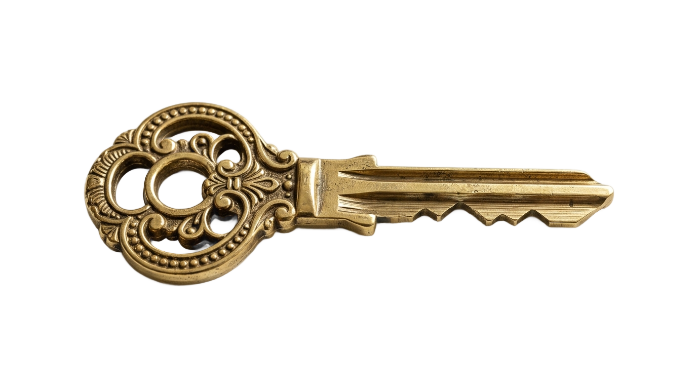 gold house key png PNG transparent background