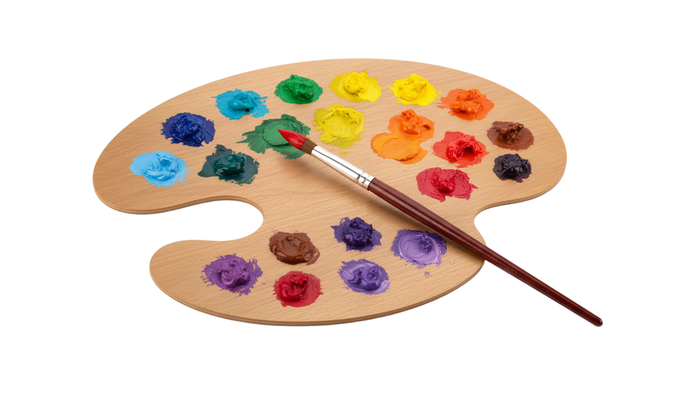 paintbrush and palette png PNG transparent background