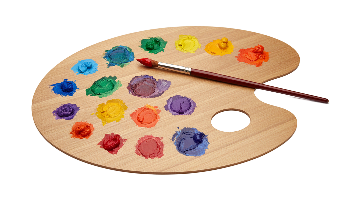 paintbrush and palette png PNG transparent background