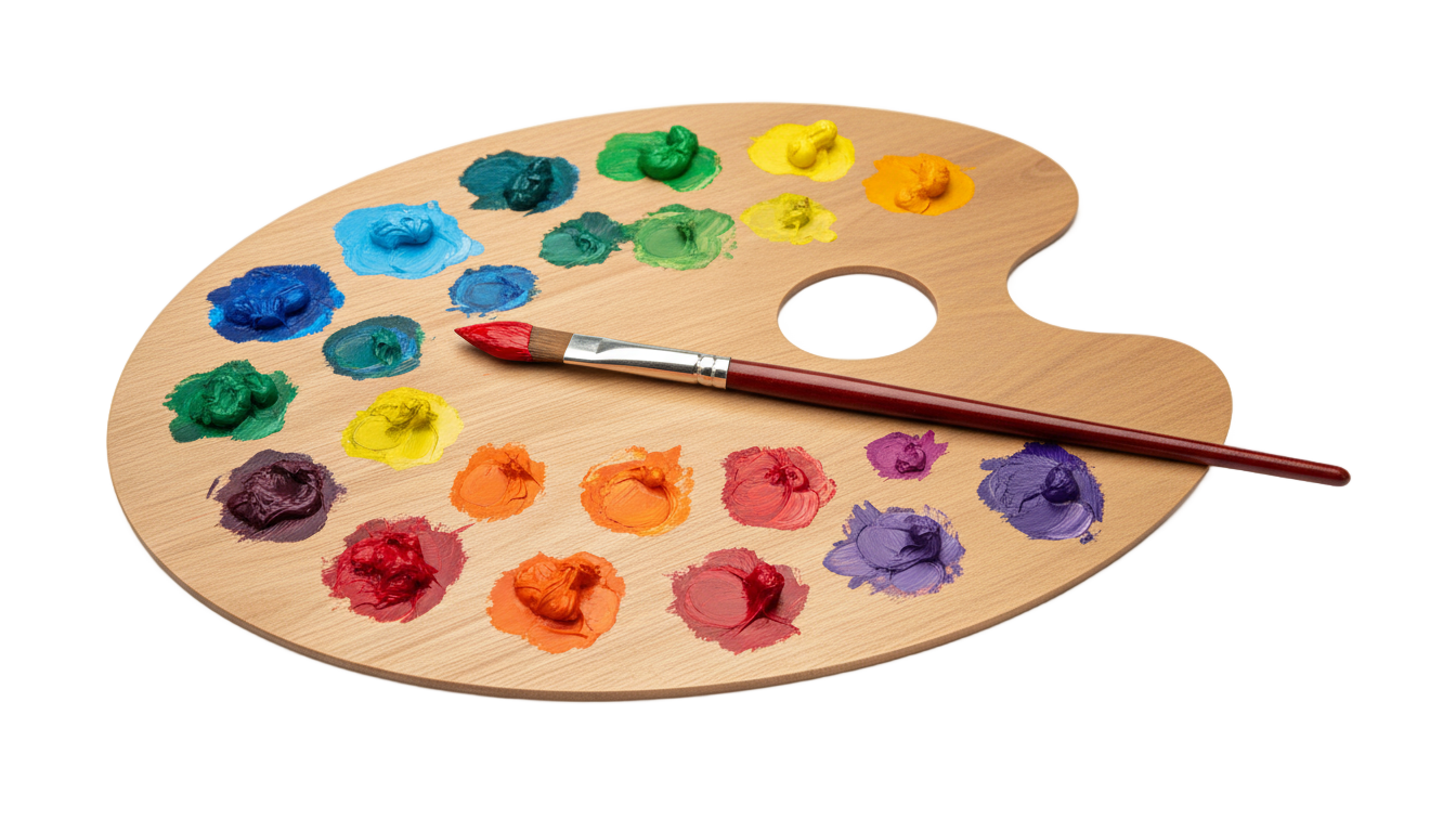 paintbrush and palette png PNG transparent background