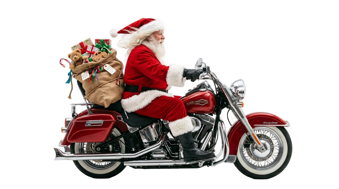 santa on motorcycle png PNG transparent background