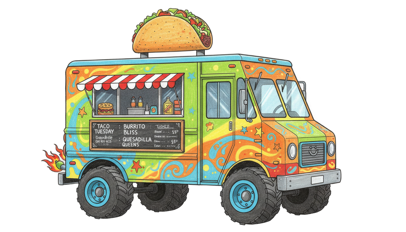 cartoon food truck png PNG transparent background