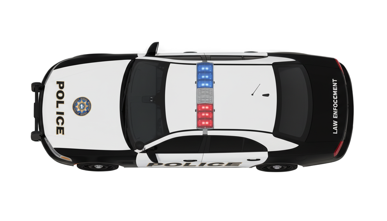 police car top view png PNG transparent background