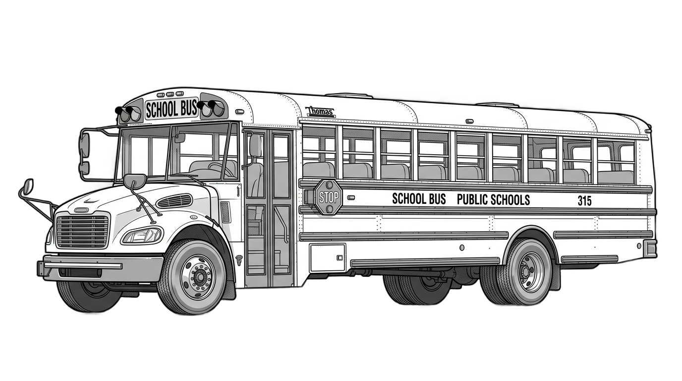 bus black and white png PNG transparent background