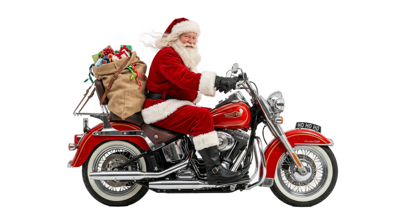santa on motorcycle png PNG transparent background