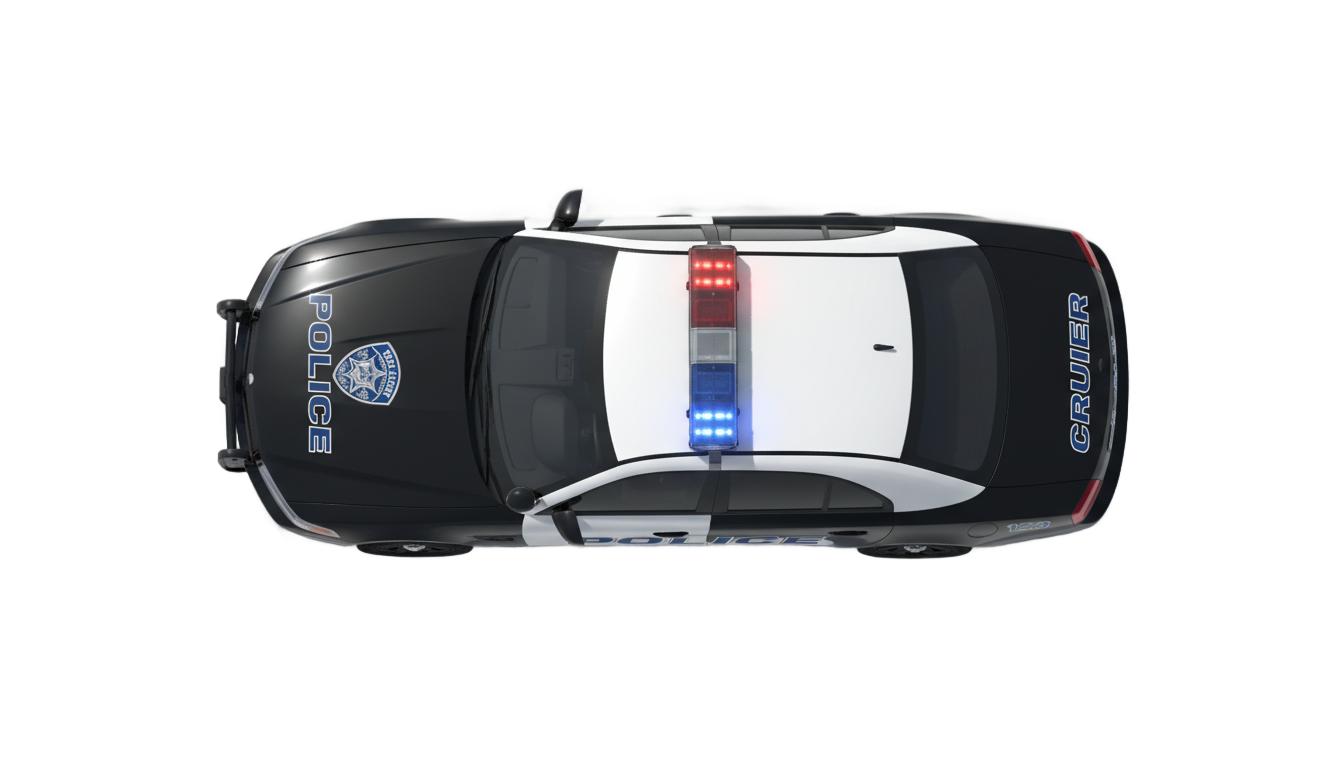 police car top view png PNG transparent background