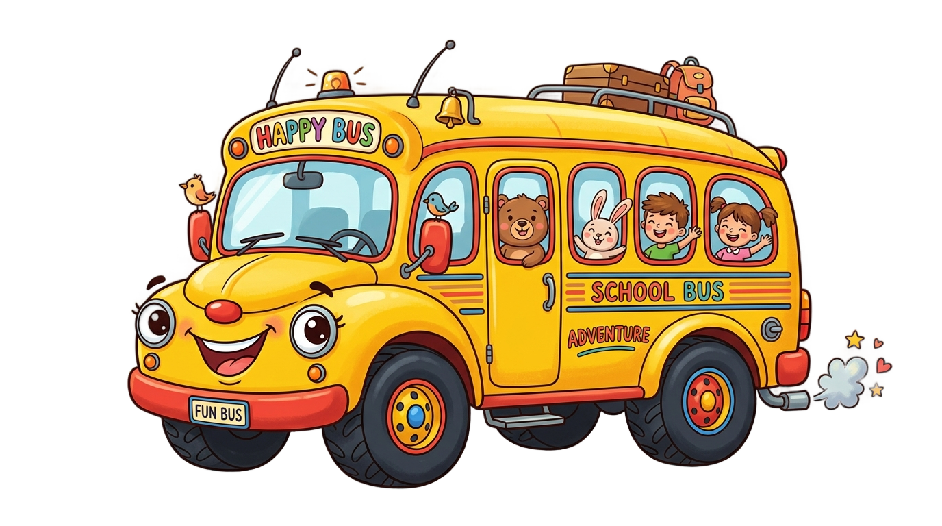 bus animado png PNG transparent background