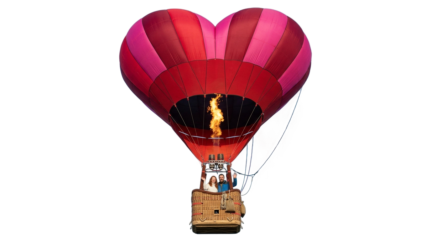 heart hot air balloon png PNG transparent background