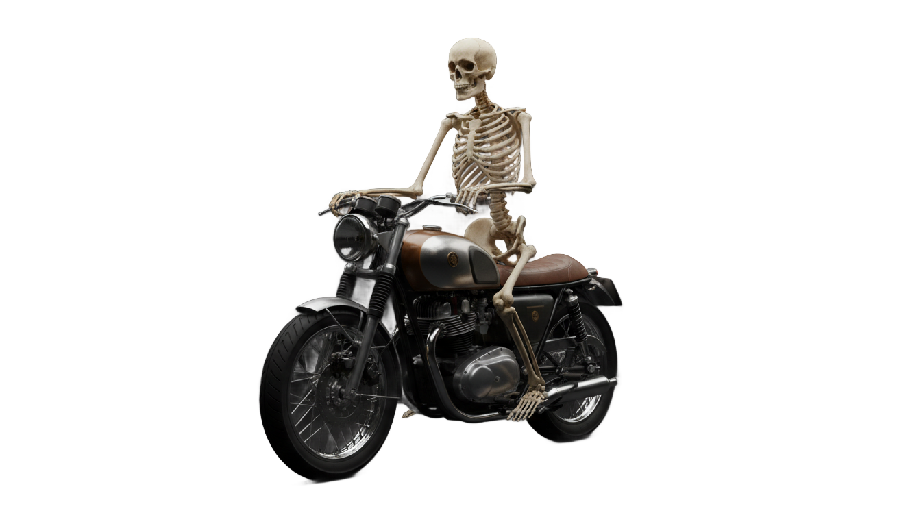 skeleton on motorcycle png PNG transparent background