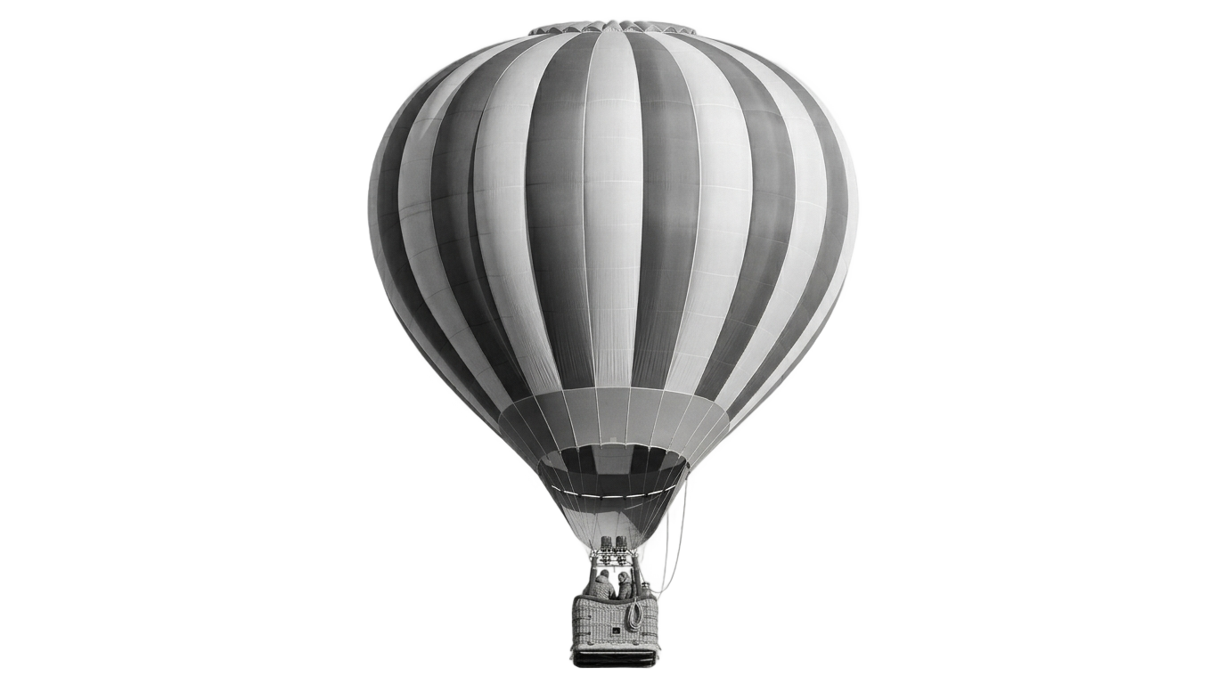 hot air balloon png black and white PNG transparent background