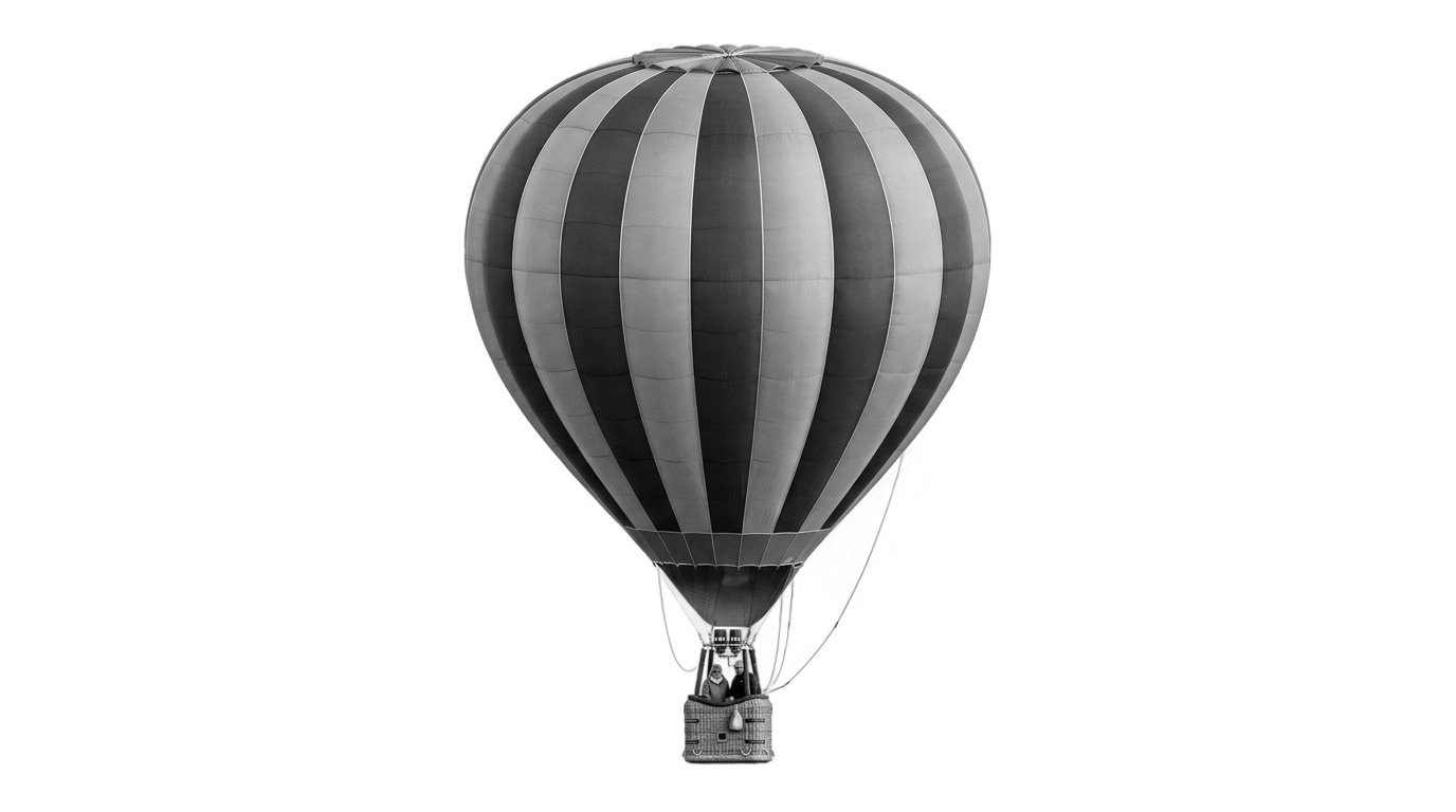 hot air balloon png black and white PNG transparent background