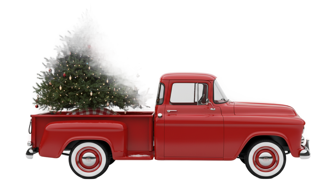 vintage christmas truck png PNG transparent background