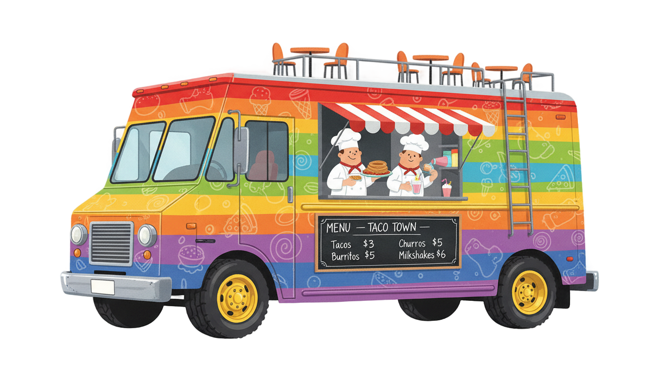 cartoon food truck png PNG transparent background