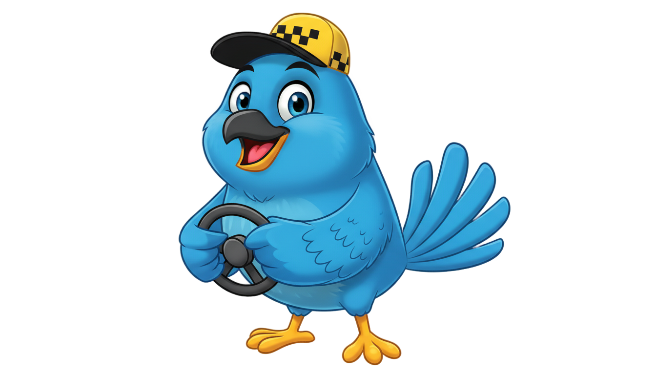 blue bird taxi png PNG transparent background