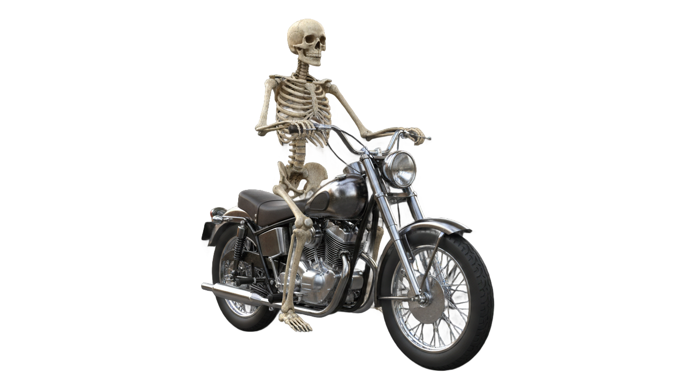 skeleton on motorcycle png PNG transparent background