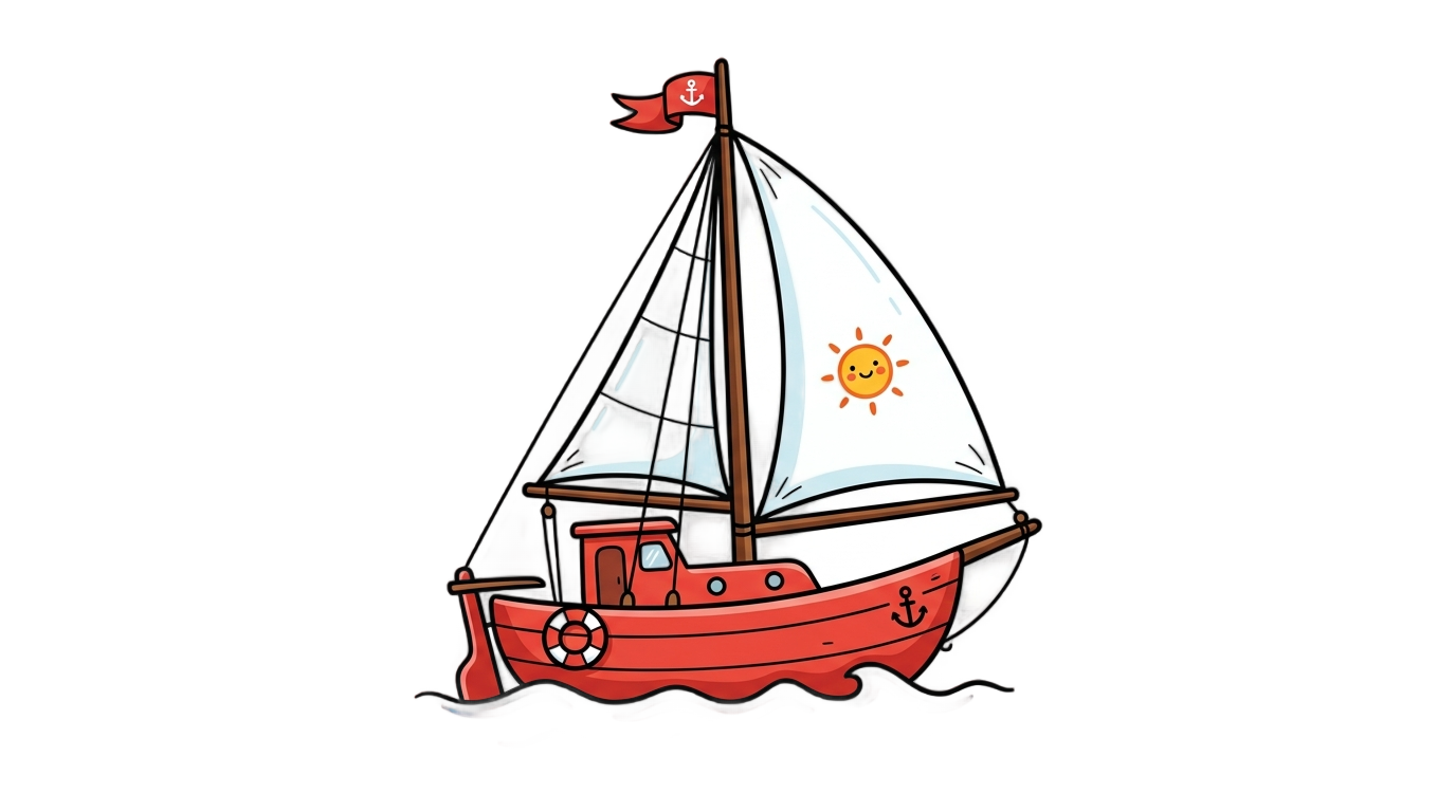 cartoon sailboat png PNG transparent background