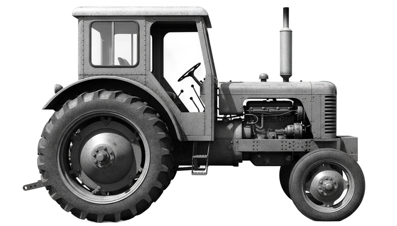 tractor black and white png PNG transparent background