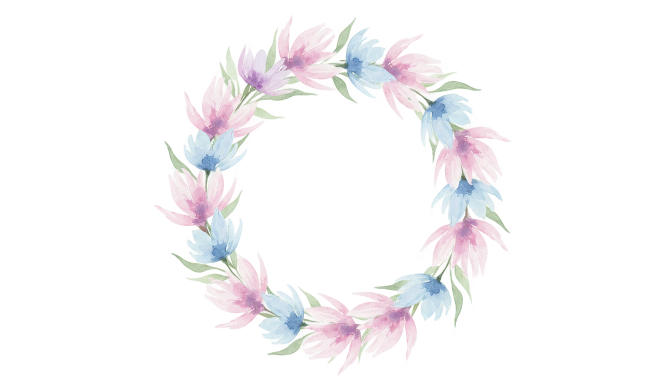 watercolor flower circle png PNG transparent background