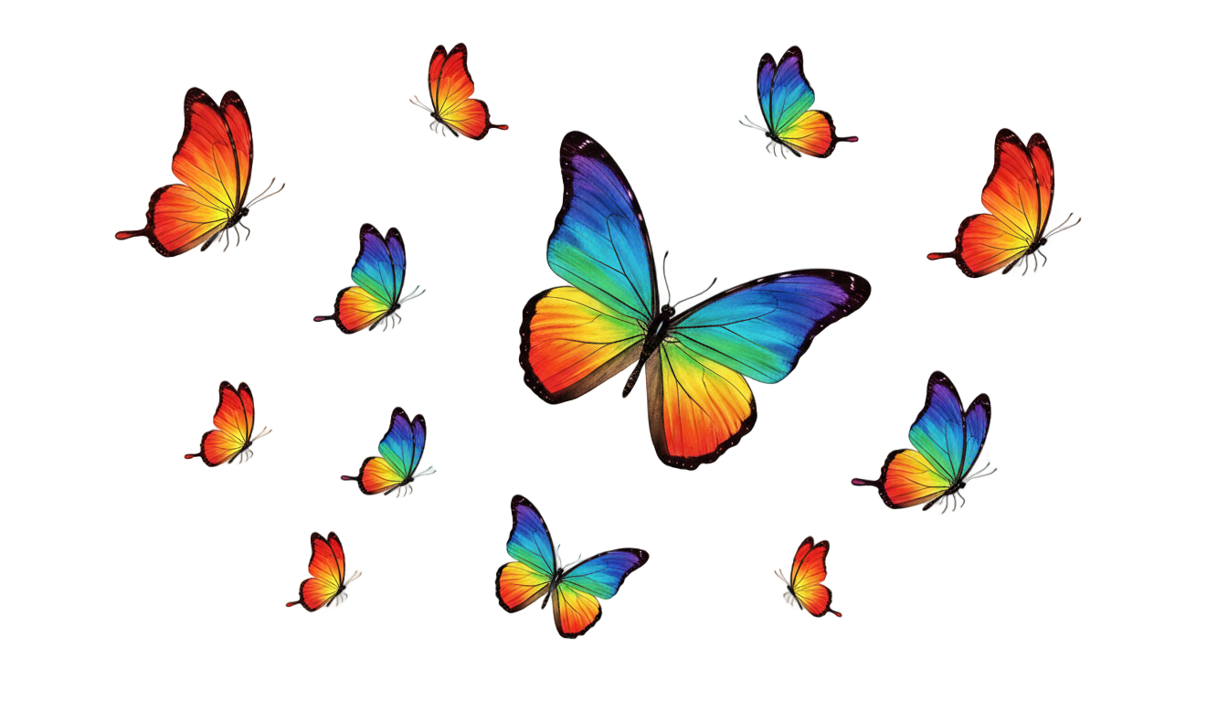 rainbow butterflies png PNG transparent background