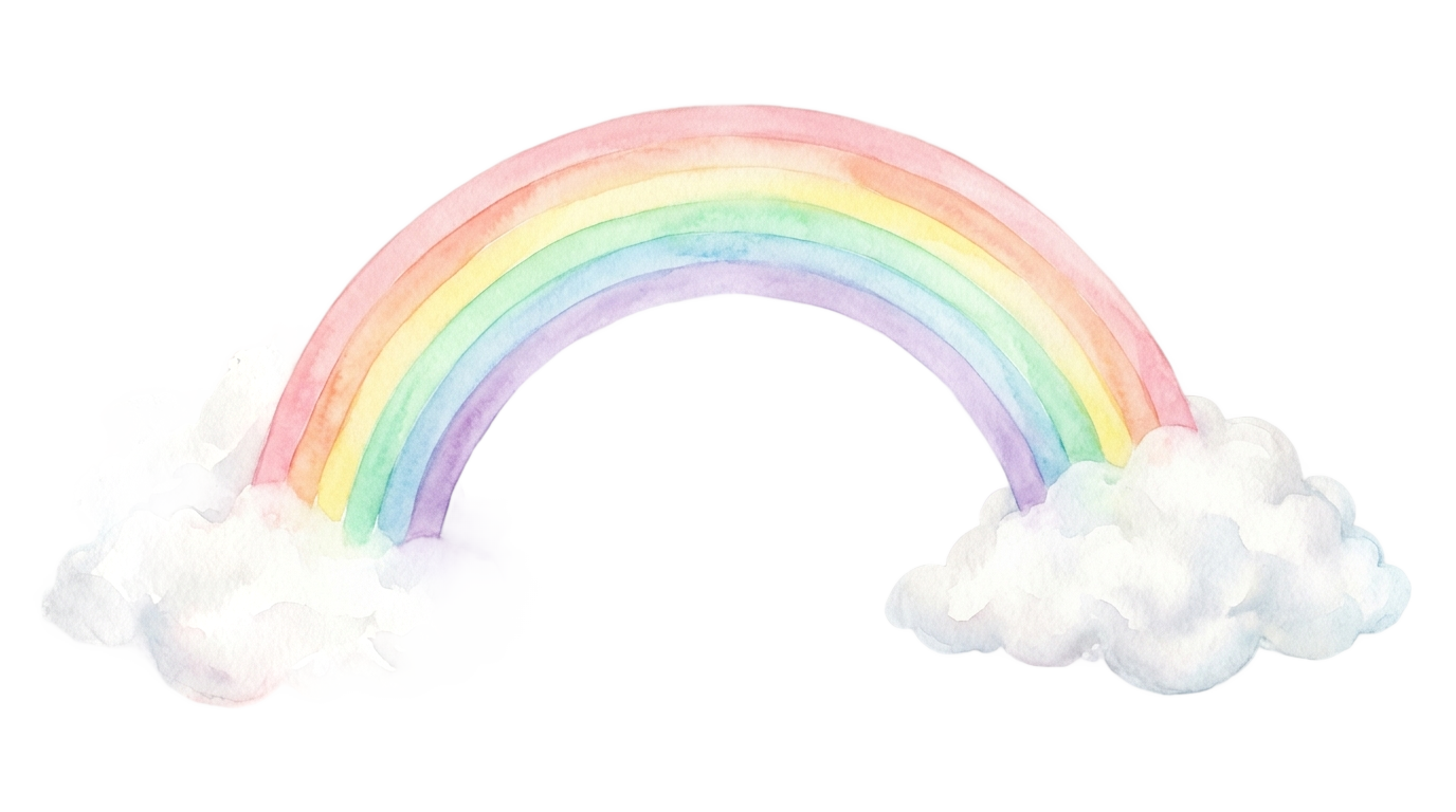 pastel rainbow with clouds png PNG transparent background