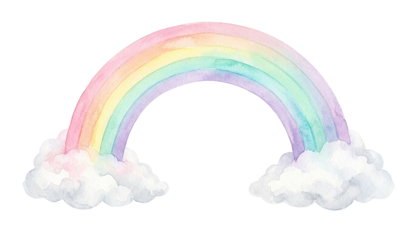 pastel rainbow with clouds png PNG transparent background
