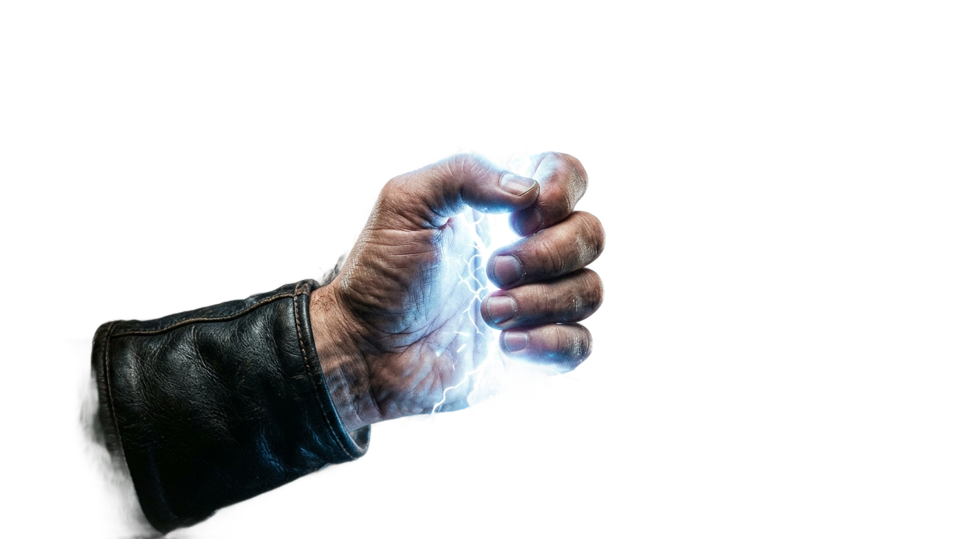 hand holding lightning bolt png PNG transparent background
