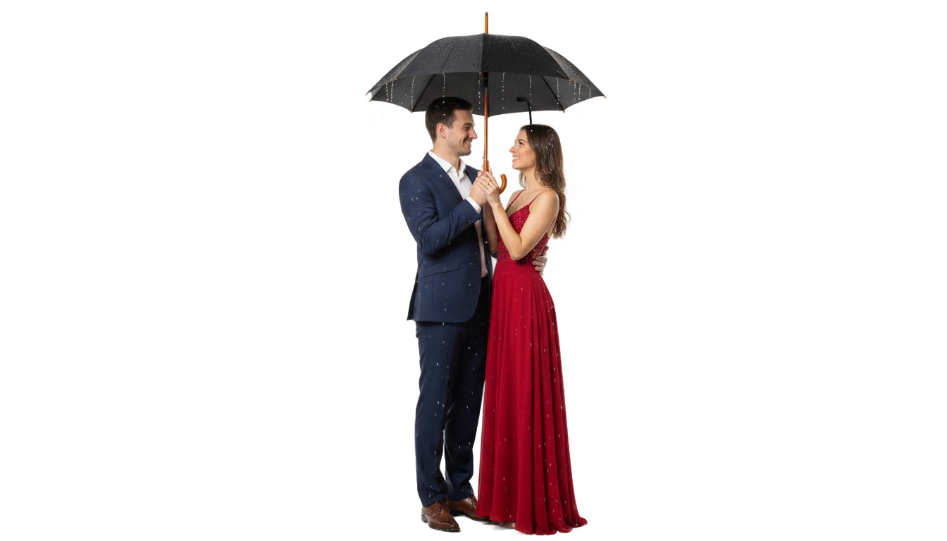 couple with umbrella png PNG transparent background